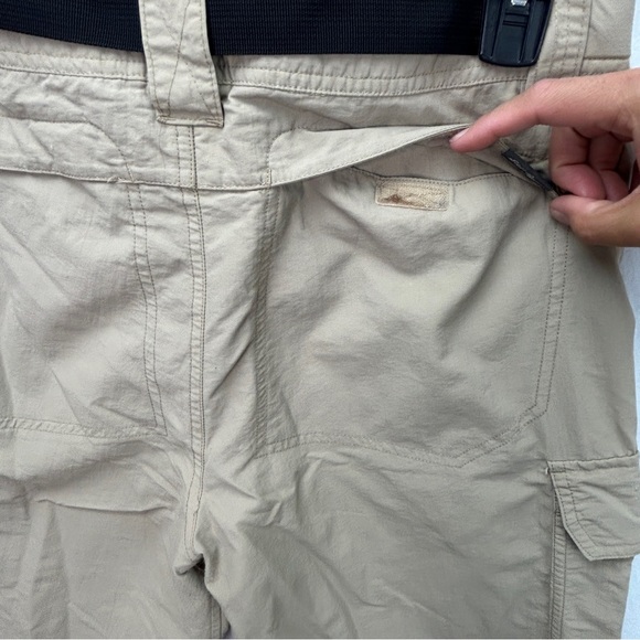 505 - Eddie Bauer Men’s Khaki Tan Pants side 34 x 32, Belt Included - Picture 5 of 15